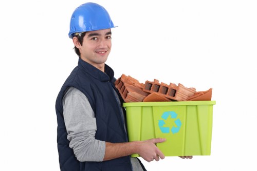 Business professionals discussing waste removal strategies in Mitcham office